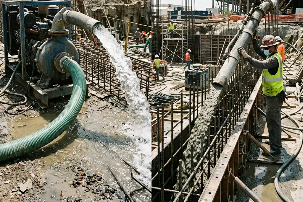 Bombeamento de Água e Concreto